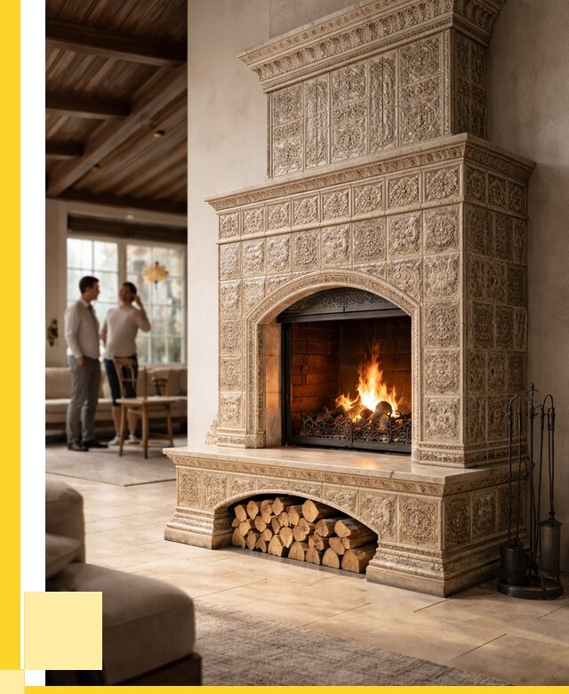 Купить изразцовый камин в Усолье-Сибирском от 258000 р. | ЭриданСль