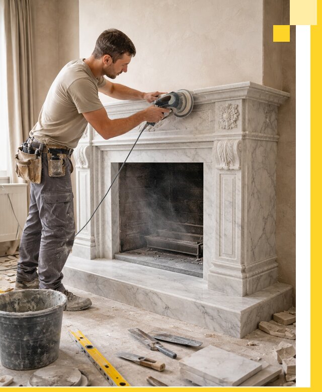 Изготовление и установка мраморных каминов в Усолье-Сибирском под ключ