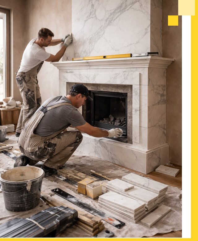 Отделка каминов в Усолье-Сибирском качественные облицовочные работы