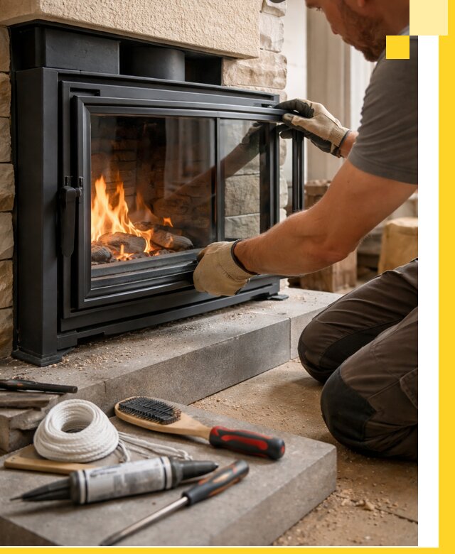 Производство, монтаж и доставка каминов со стеклом в Усолье-Сибирском