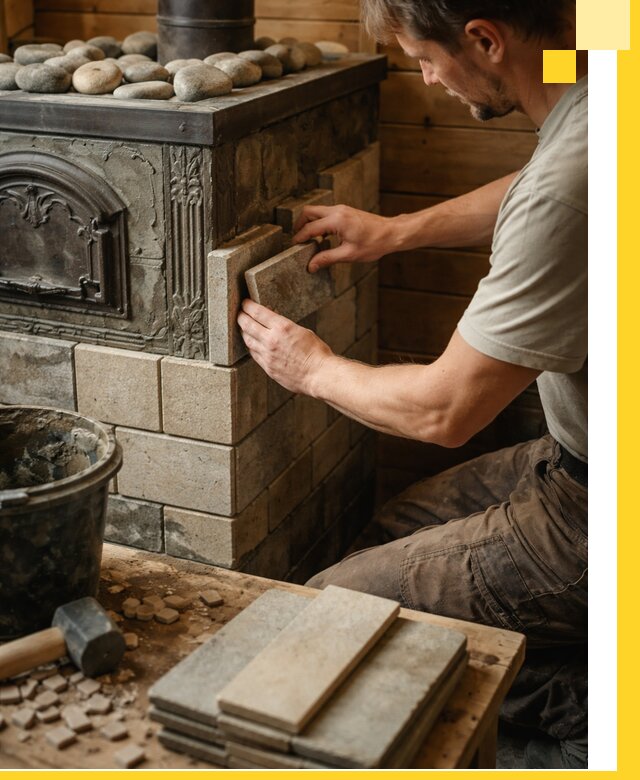 Облицовка банных печей в Усолье-Сибирском профессиональная отделка