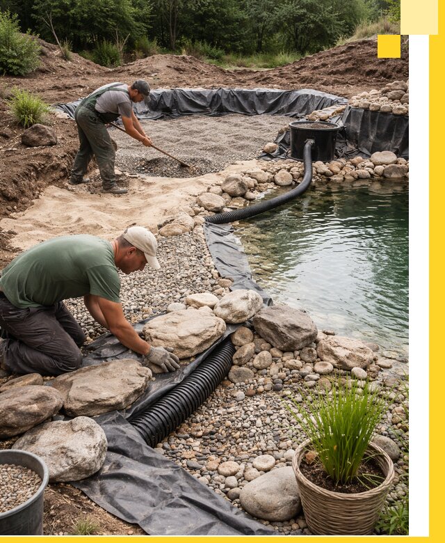 Строительство природных бассейнов и озер в Усолье-Сибирском под ключ