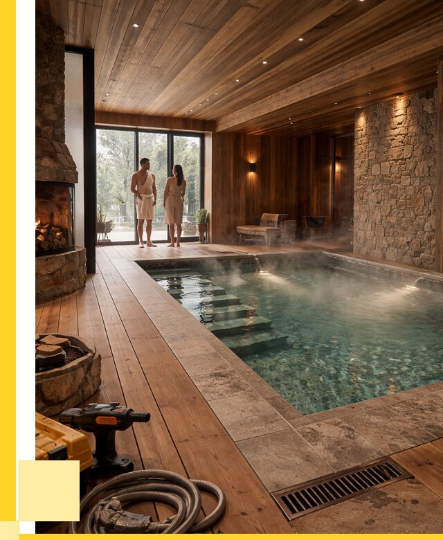 Проекты бань с бассейном под ключ в Усолье-Сибирском от 77400 р., ЭриданСль