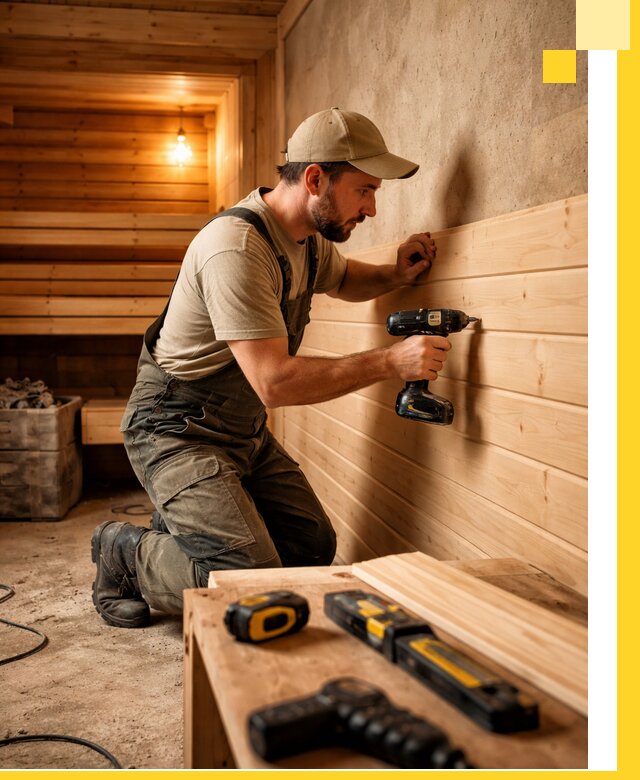 Профессиональная внутренняя отделка бани в Усолье-Сибирском под ключ