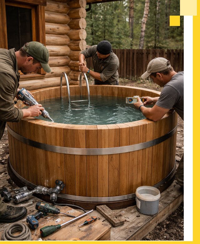 Строительство бань с купелью под ключ и отделкой в Усолье-Сибирском