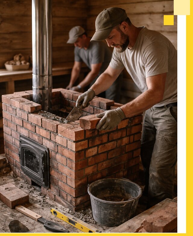 Кирпичные печи для бани под ключ в Усолье-Сибирском, проект и монтаж