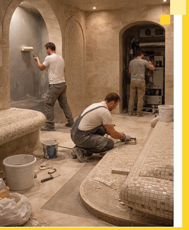 Строительство бани с хамамом и бассейном под ключ в Усолье-Сибирском