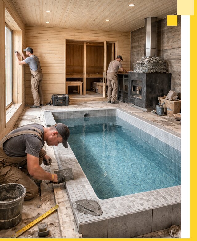 Проект бани с бассейном и сауной в Усолье-Сибирском под ключ