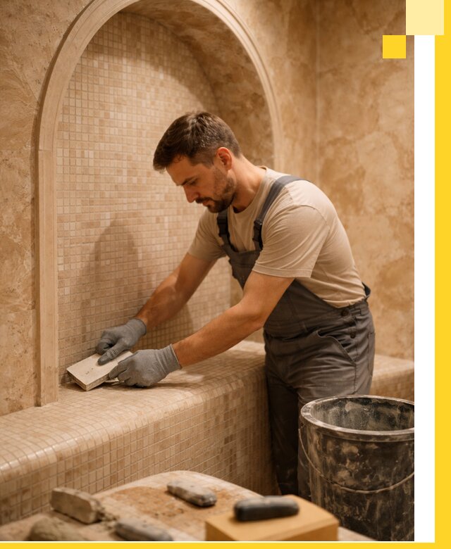 Профессиональная отделка хамамов с мозаикой под ключ в Усолье-Сибирском