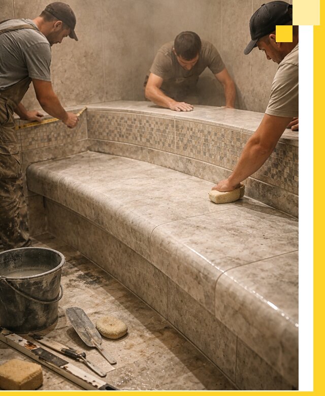 Изготовление и установка сидений для хамама в Усолье-Сибирском